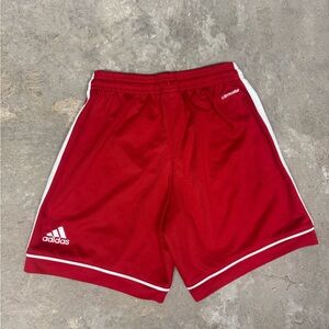 Adidas Red Athletic Shorts with White Trim